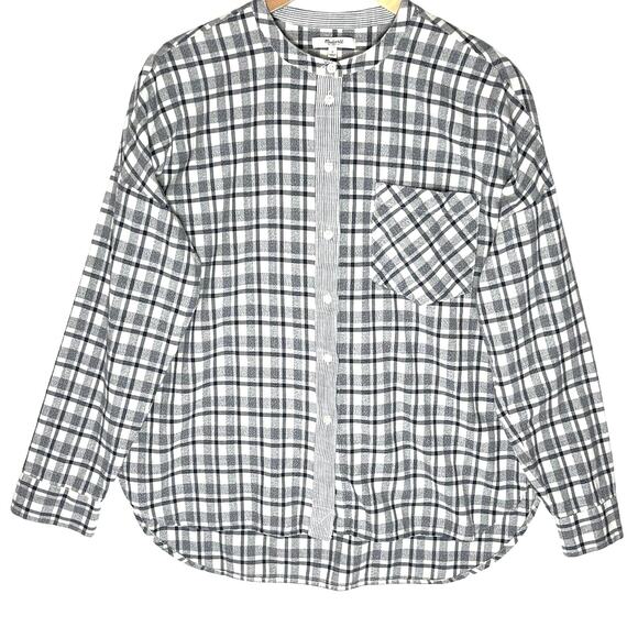 MADEWELL Women’s Messenger Long Sleeved Plaid Collarless Shirt large - Picture 2 of 4